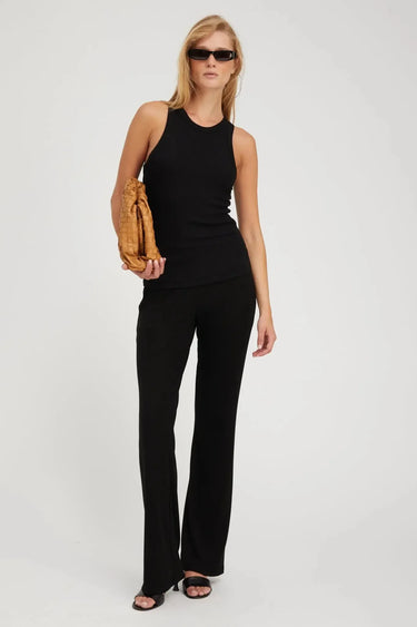 Rib Bootcut Pants Black-Pants-SPWMN-Debs Boutique